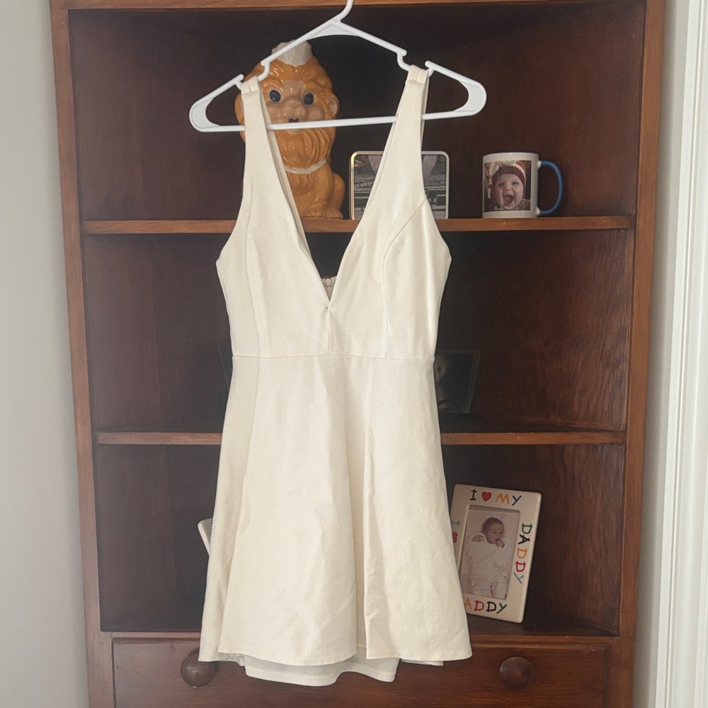 Lulu's White V-Neck Skater Dress